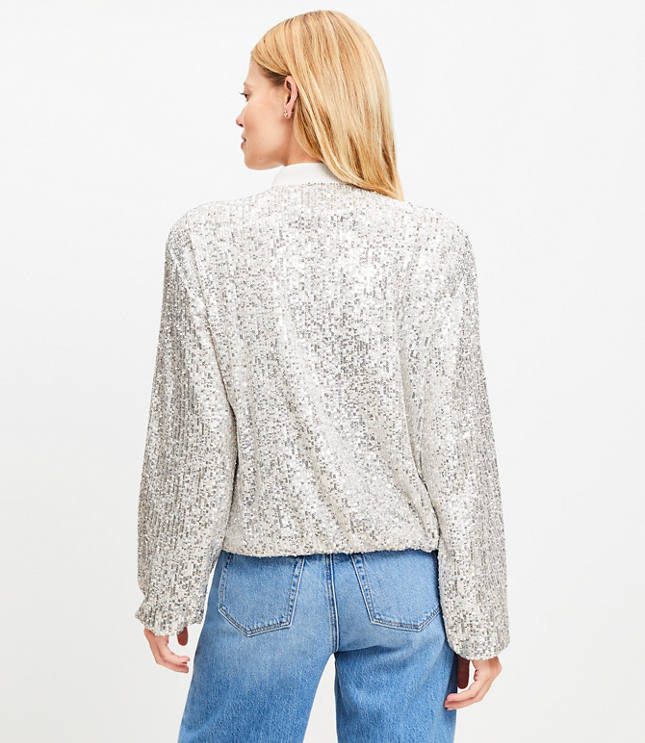 Petite Sequin Bomber Jacket image number 2