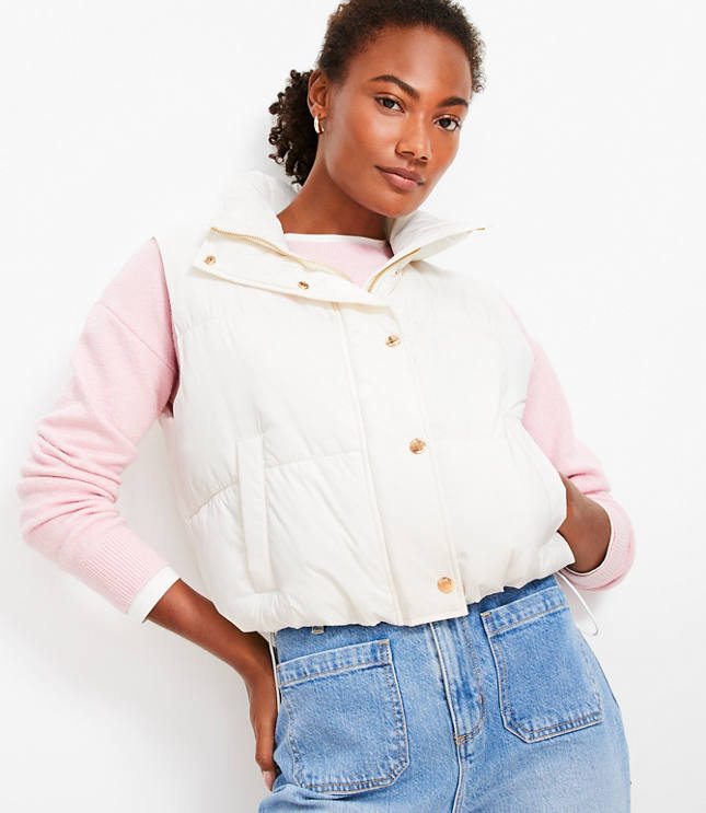 Petite Puffer Vest - Whisper White