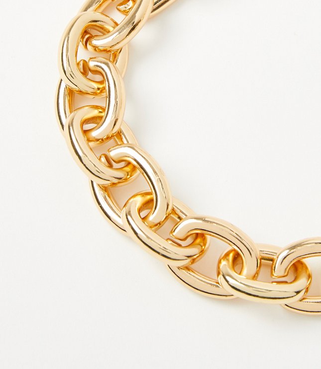 Oversized Chain Link Statement Necklace - Goldtone