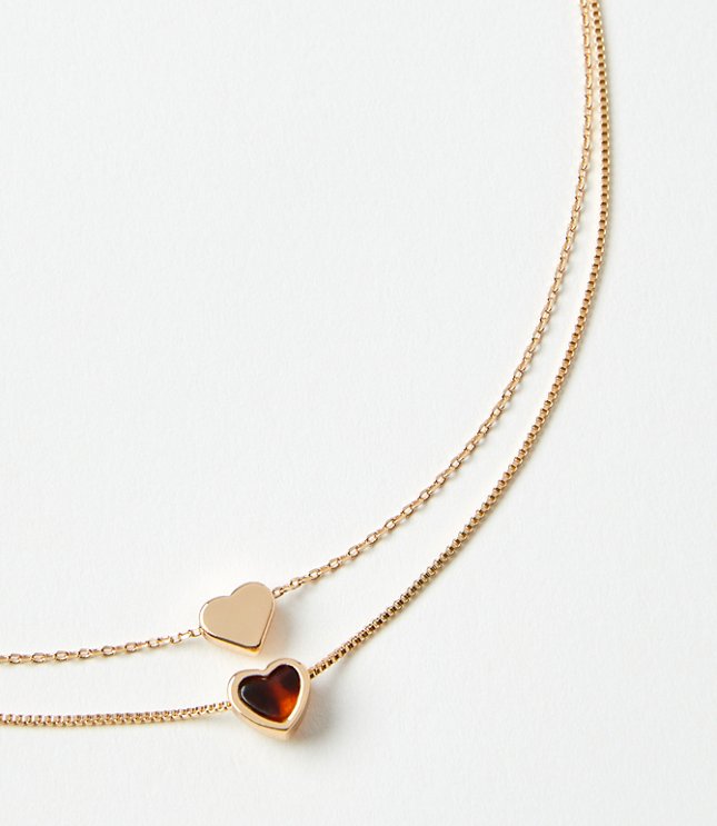 Enamel Heart Layered Necklace Set