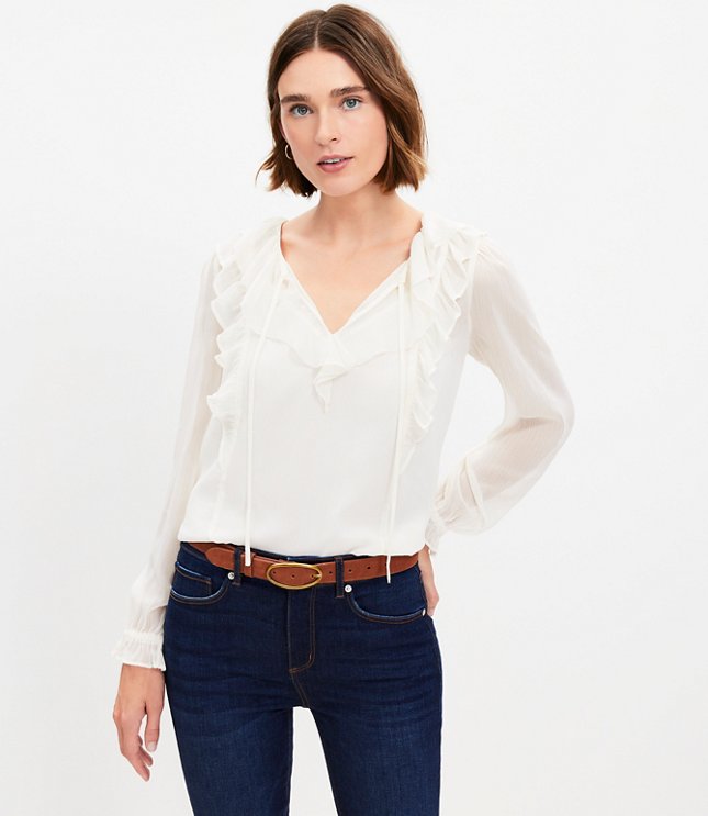 Front Tie Bubble Blouse