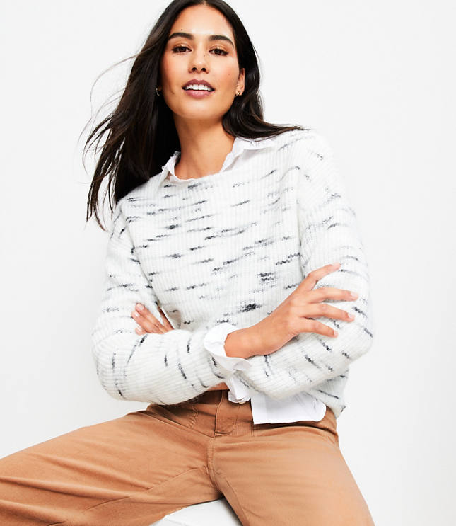 Petite Spacedye Ribbed Boatneck Sweater