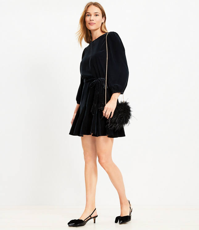 Tall Velvet Godet Mini Dress