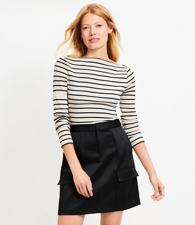 Petite Satin Mini Utility Skirt