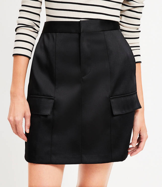 Petite Satin Mini Utility Skirt