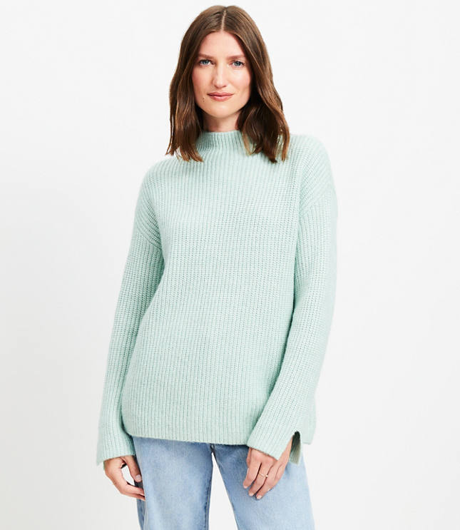 Petite Ribbed Mock Neck Sweater carousel Product Image 1