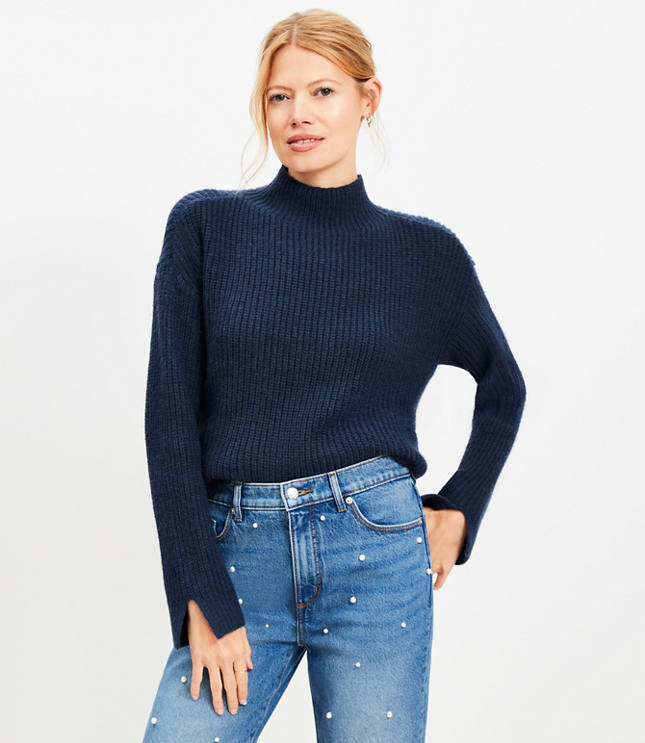 Petite Ribbed Mock Neck Sweater