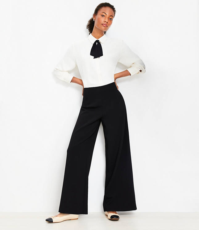 Petite Darted Palazzo Pants in Doubleface