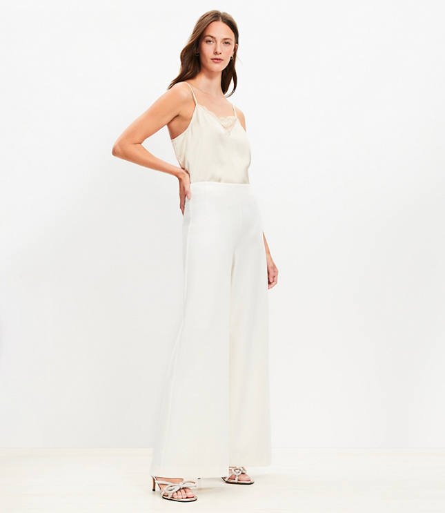 Petite Darted Palazzo Pants in Doubleface