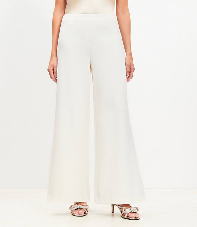 Petite Darted Palazzo Pants in Doubleface