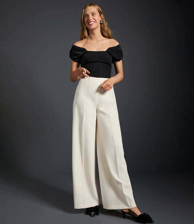 Petite Darted Palazzo Pants in Doubleface image number 2