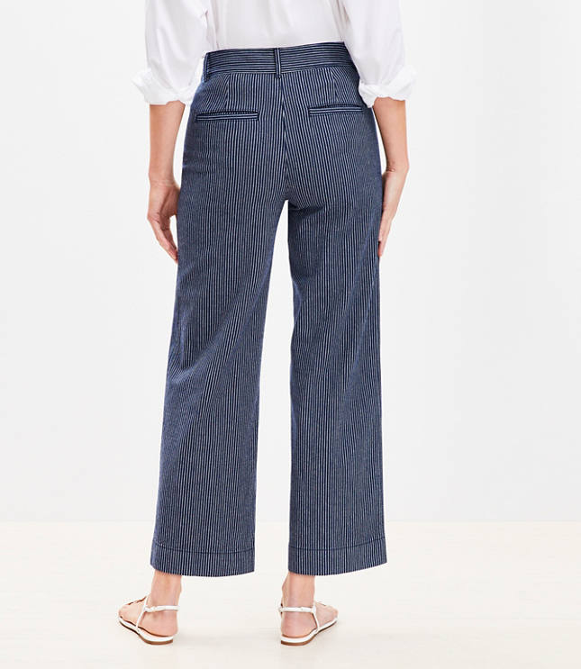 Palmer Wide Leg Crop Pants in Textured Stripe