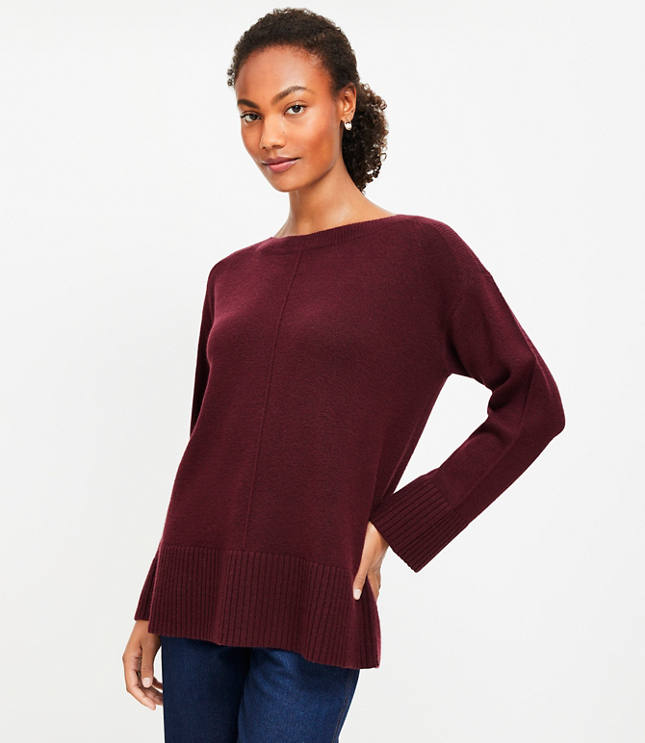 Petite Ribtrim Boatneck Tunic Sweater