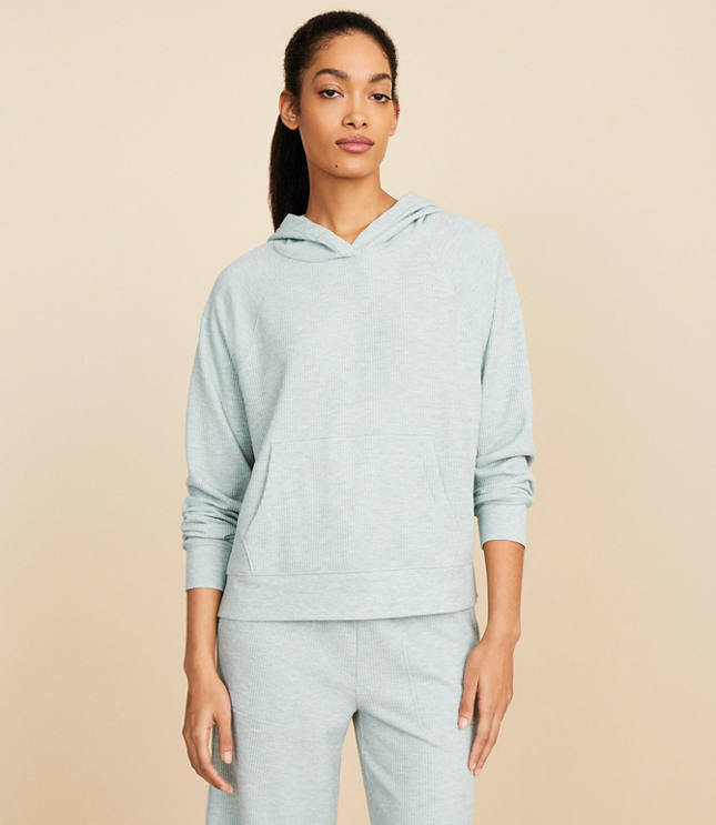 Lou & Grey Heathered Brushed Wafflestitch Tunic Hoodie