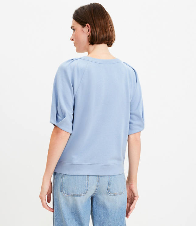 Pleated Puff Sleeve Sweatshirt