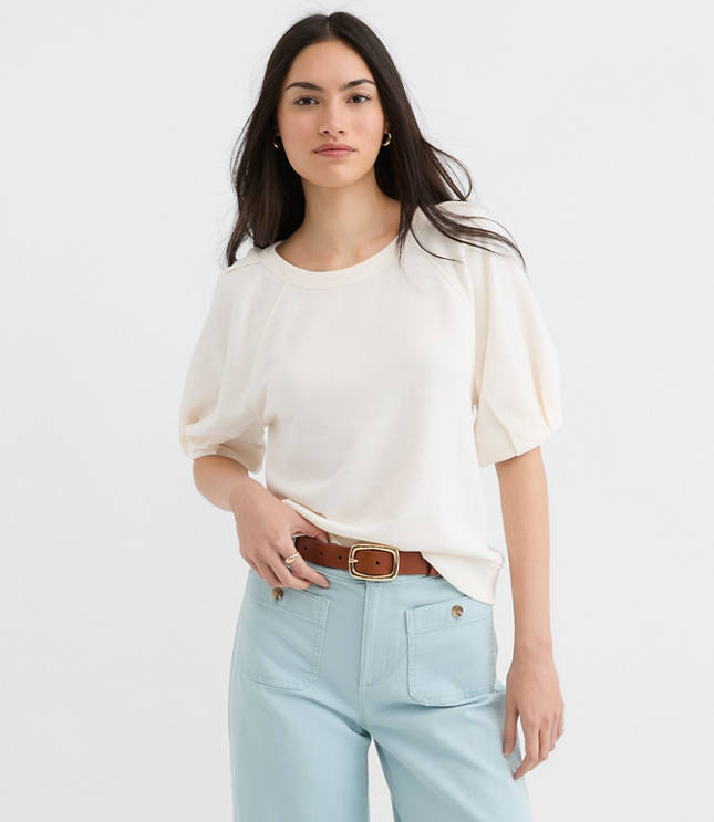 Pleated Puff Sleeve Sweatshirt