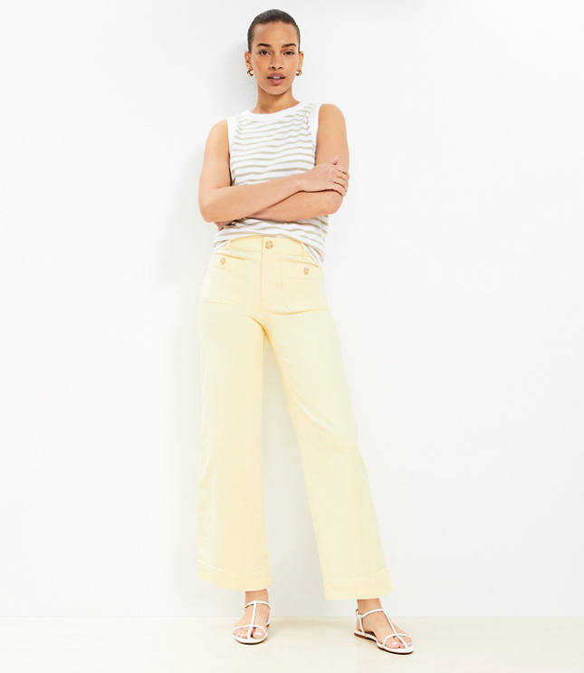 Palmer Wide Leg Crop Pants in Twill