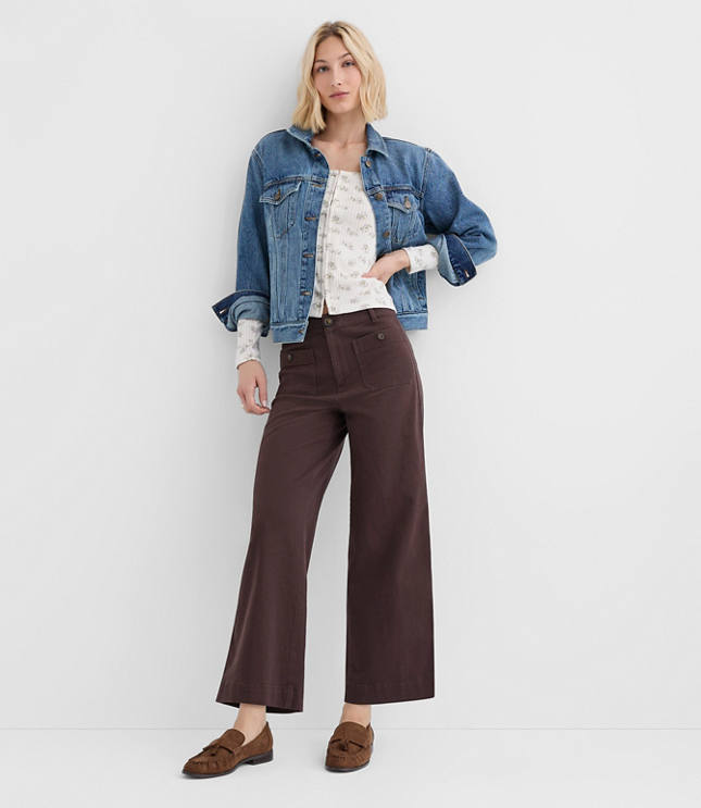 Palmer Wide Leg Crop Pants in Twill