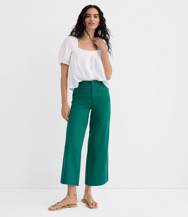 Palmer Wide Leg Crop Pants in Twill