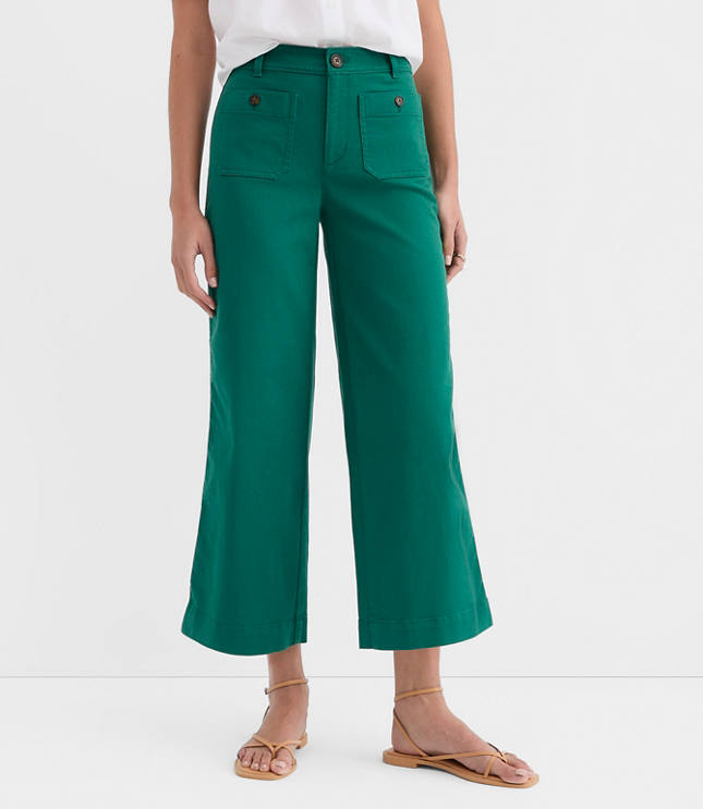 Palmer Wide Leg Crop Pants in Twill