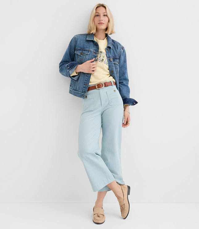Palmer Wide Leg Crop Pants in Twill