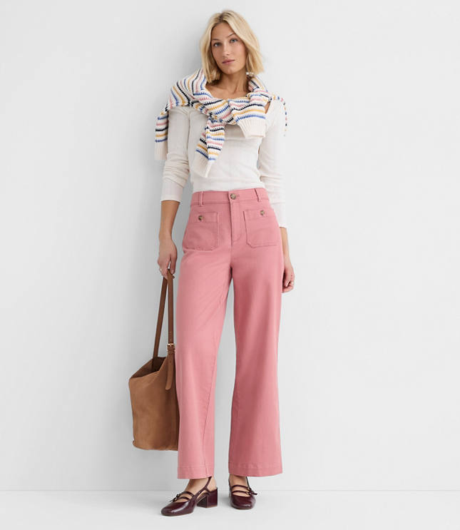 Palmer Wide Leg Crop Pants in Twill