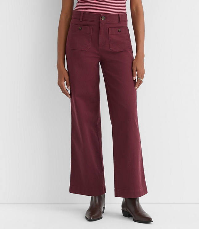 Palmer Wide Leg Crop Pants in Twill
