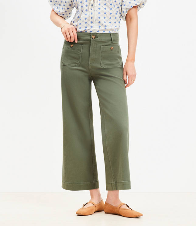 Palmer Wide Leg Crop Pants in Twill