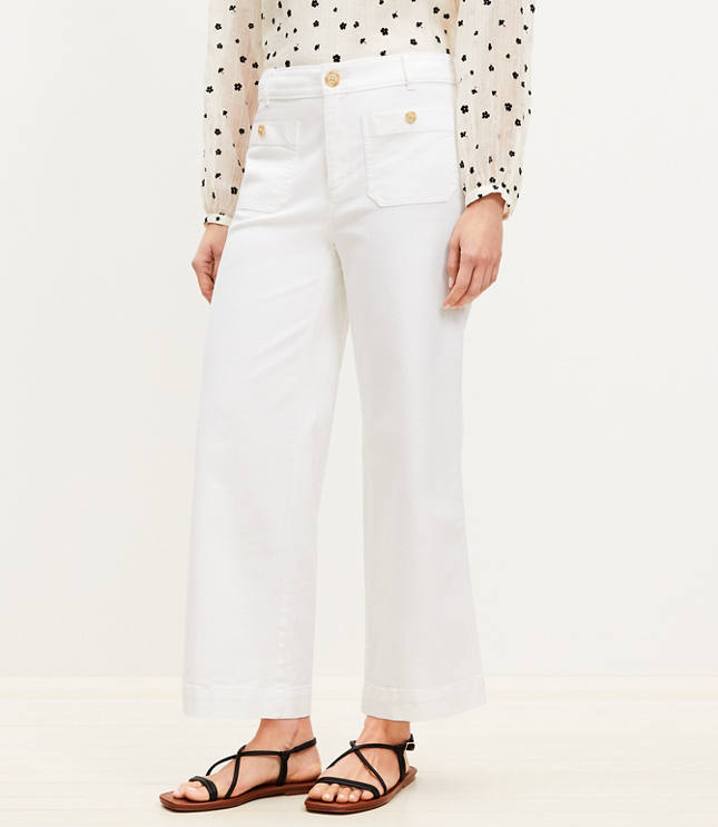 Palmer Wide Leg Crop Pants in Twill