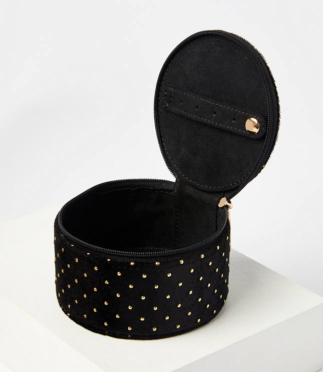 Metallic Dotted Velvet Jewelry Box