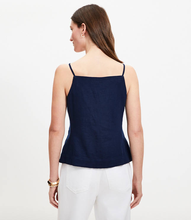 Linen Blend Strappy Vest Top