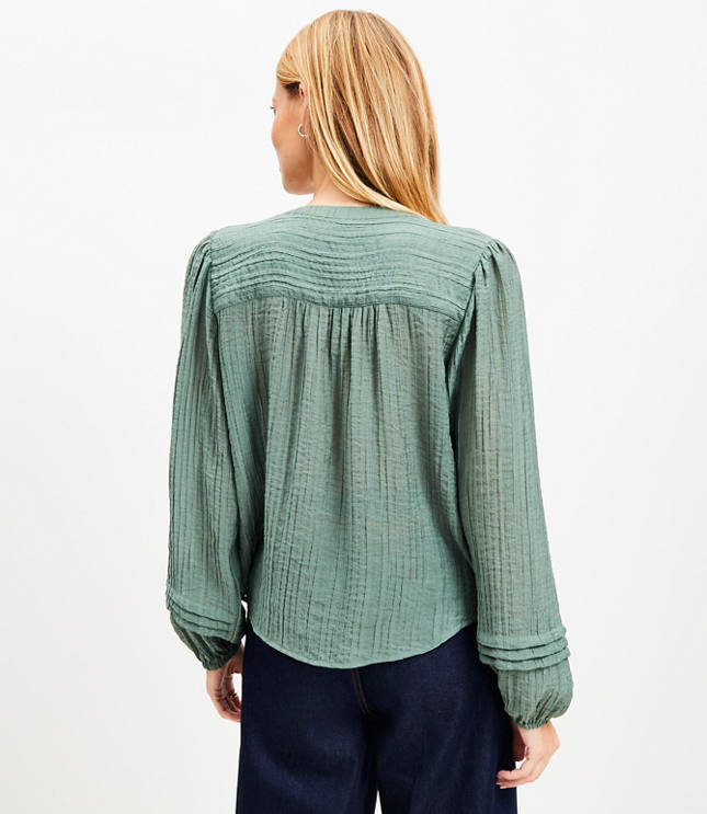 Petite Pleated Sleeve Blouse