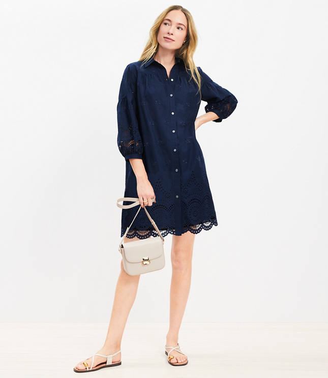 Eyelet Mini Shirtdress