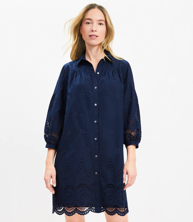 Eyelet Mini Shirtdress