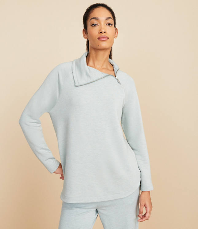 Lou & Grey Heathered Signaturesoft Zip Neck Sweatshirt