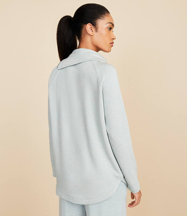 Lou & Grey Heathered Signaturesoft Zip Neck Sweatshirt