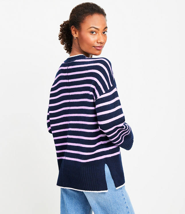 Petite Stripe Relaxed Tunic Sweater