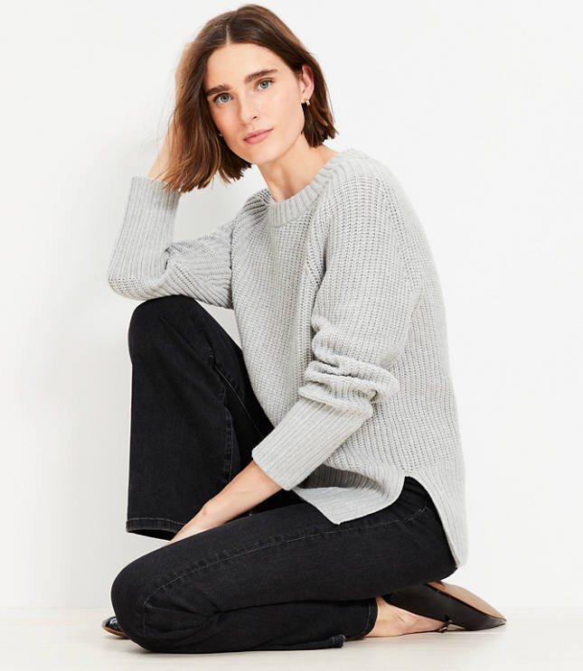 Heathered Ribbed Tunic Sweater