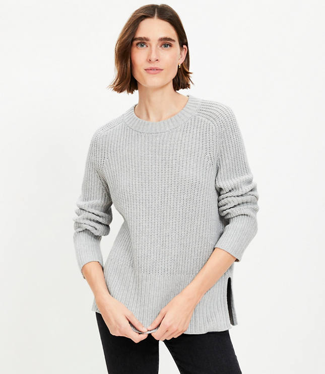 Heathered Ribbed Tunic Sweater