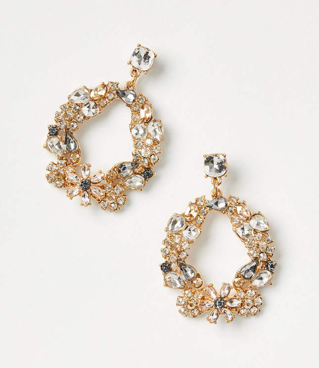 Crystal Floral Wreath Drop Earrings