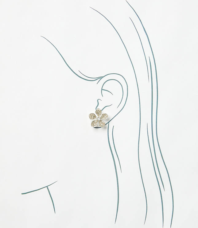 Pave Flower Stud Earrings