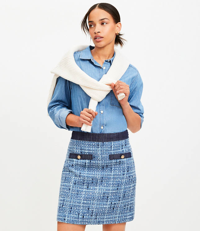 Loft Denim Tweed Mini Skirt