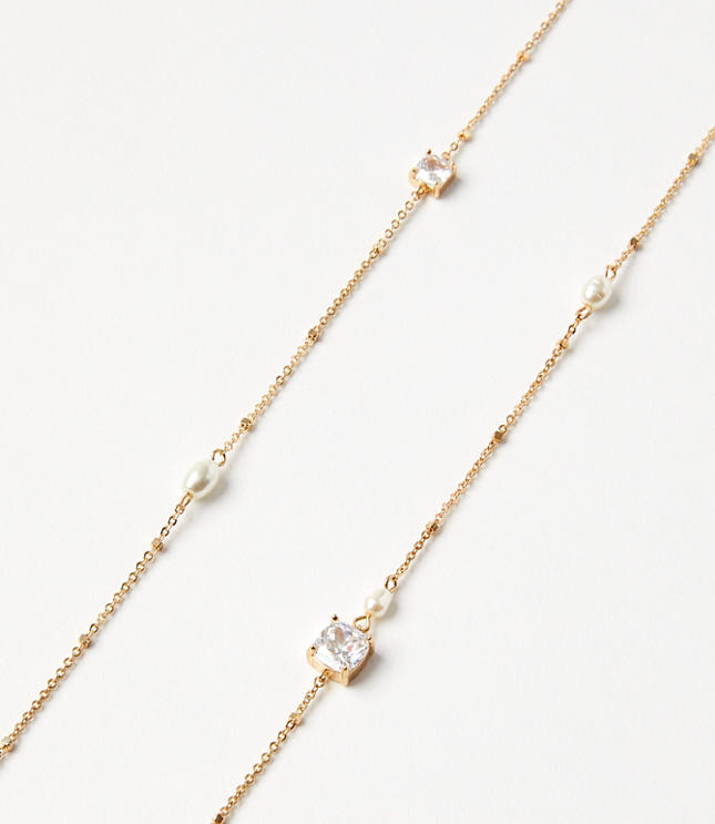 Pearlized Crystal Station Necklace