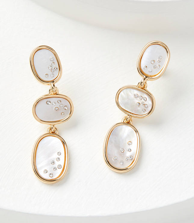 Sparkle Mother Of Pearl Triple Drop Earrings