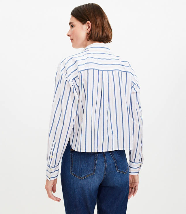 Petite Striped Poplin Modern Pocket Shirt