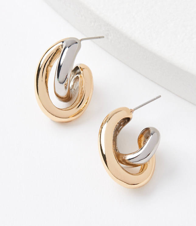 Mixed Metal Criss Cross Hoop Earrings