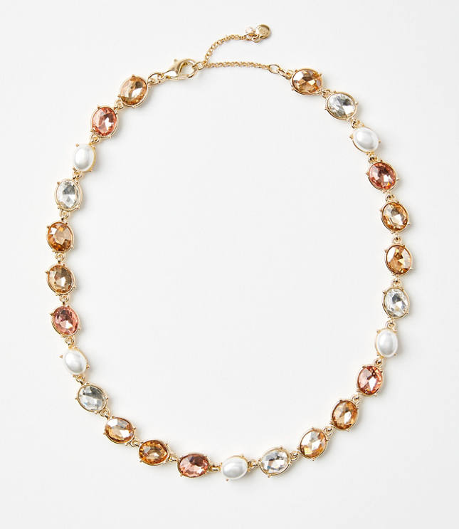 Pearlized Crystal Statement Necklace