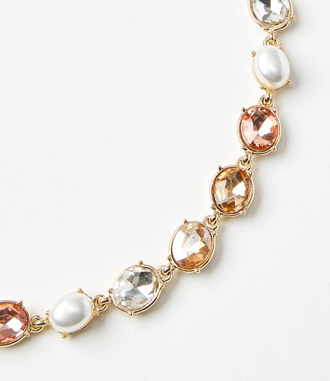 Pearlized Crystal Statement Necklace