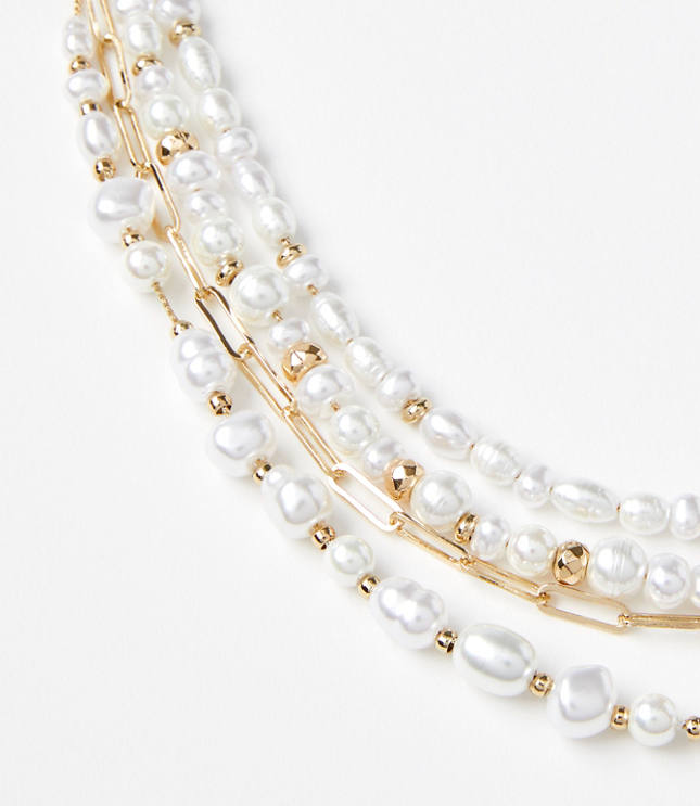 Pearlized Multistrand Pull Tie Necklace