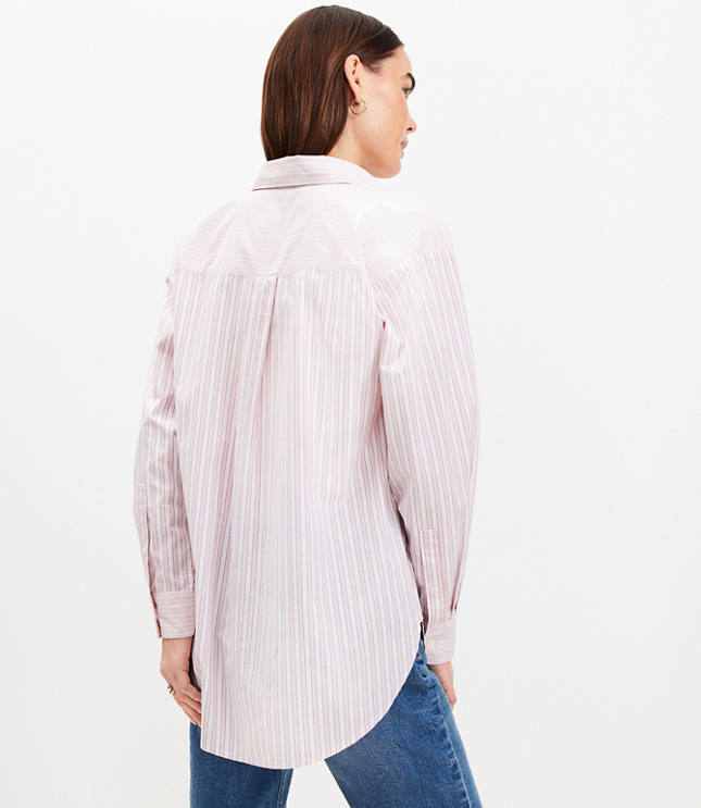 Petite Striped Poplin Everyday Oversized Pocket Shirt